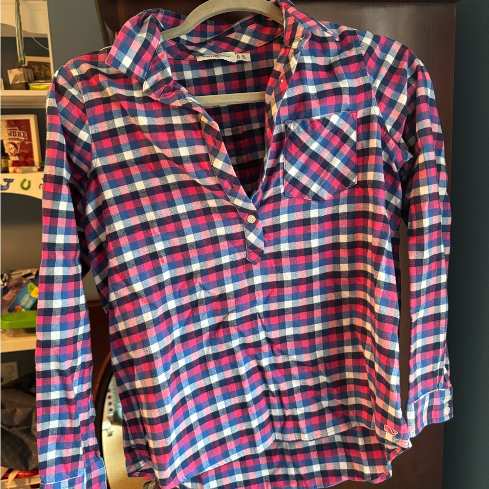 Vineyard Vines Kids Plaid Shirt - Pink and Blue